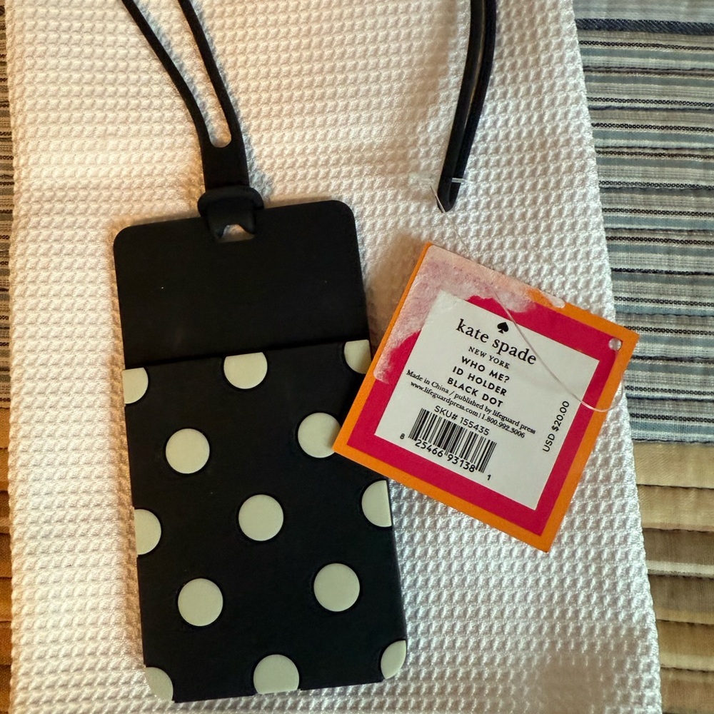 Kate Spade Black and Cream ID Holder with Strap